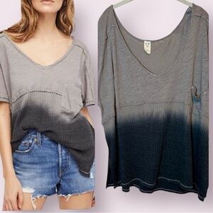 Free People Gray Ombre Short Sleeve Tee